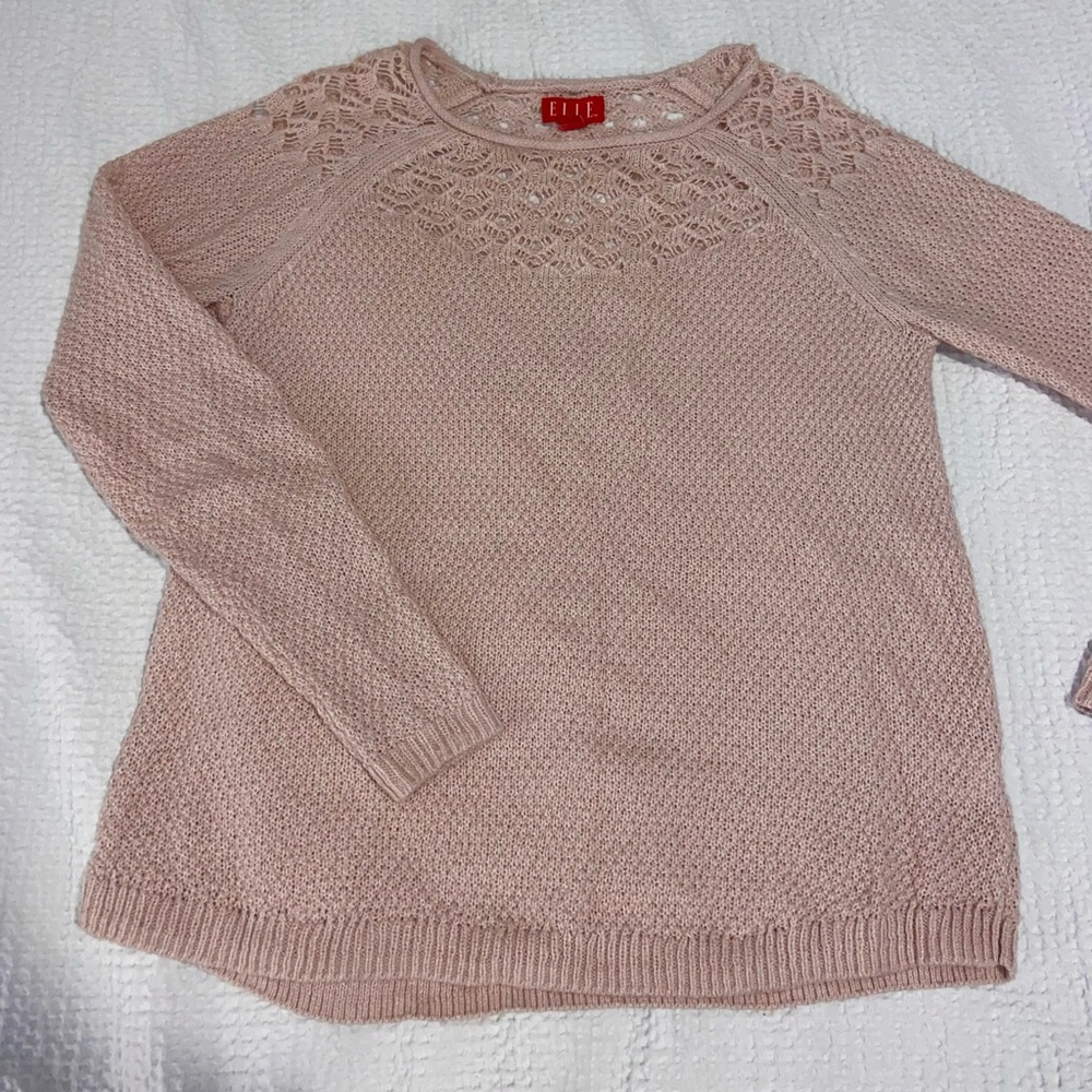 ELLE Pale Pink Detailed Top Sweater-XS